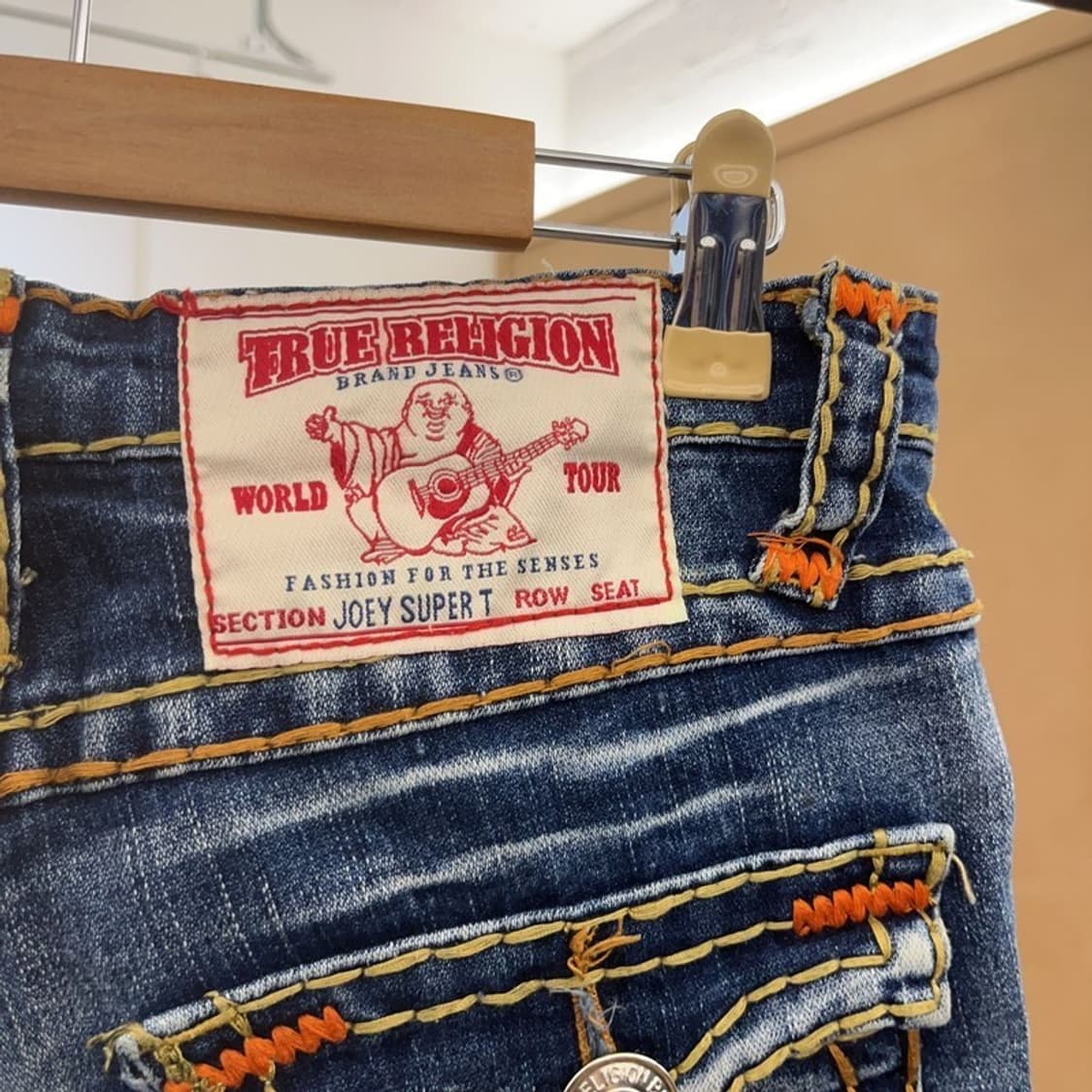 트루릴리젼 조이슈퍼티 Y2K 로우라이즈 데님 청바지 27인치 C06115 상품이미지5