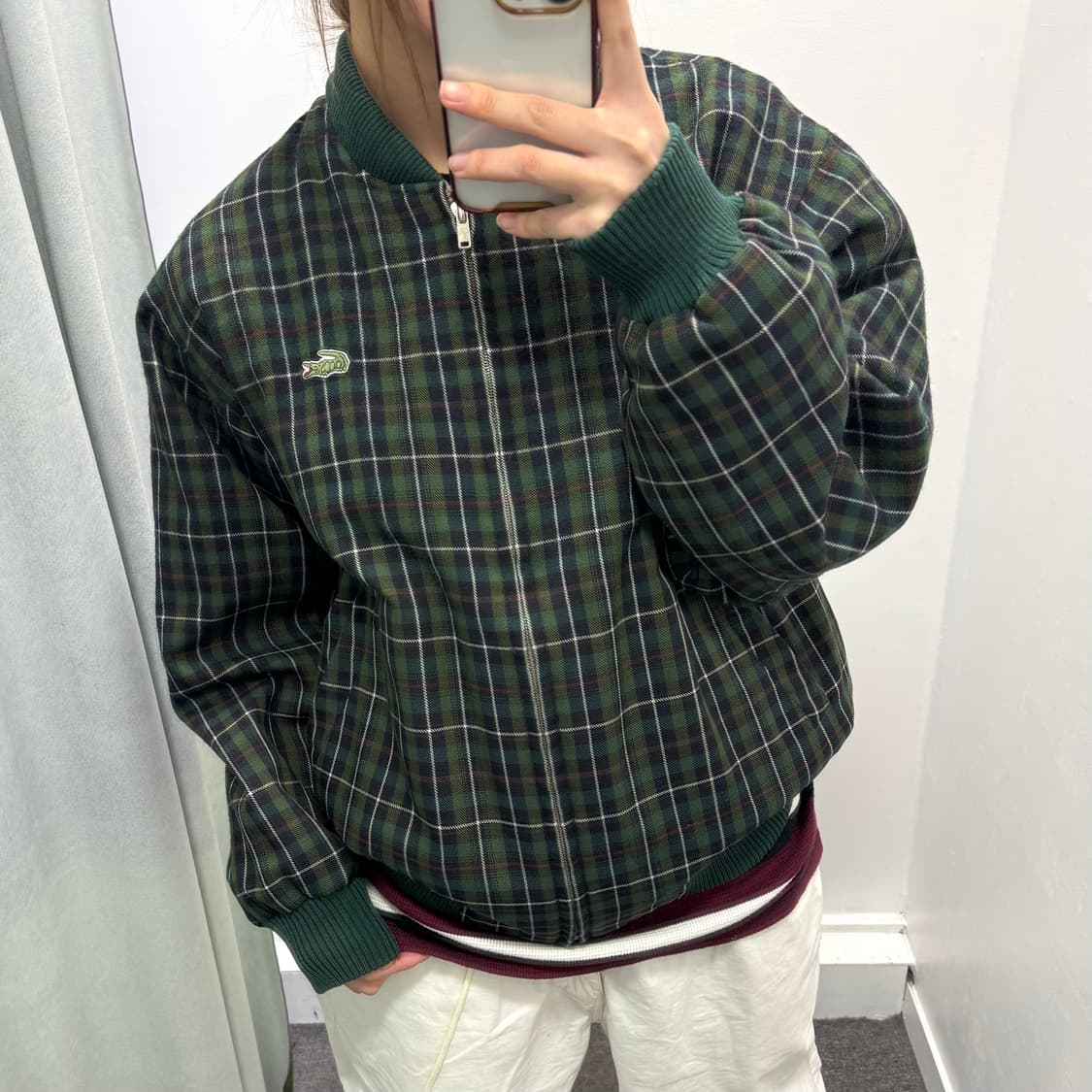 라코스테 그린 체크 리버시블 자켓 상품이미지1