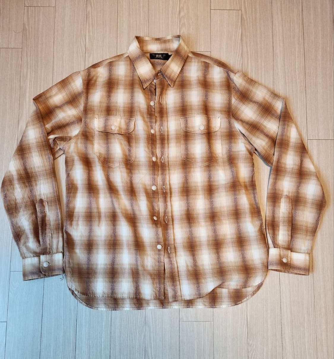 더블알엘 rrl 자수 옴브레 워크셔츠 L    상품이미지2