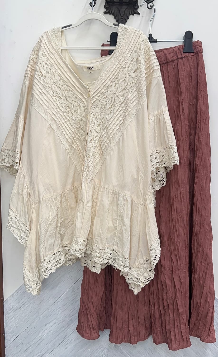 🤍하구미의 레이스 케이프 코디세트🤍 히피 그런지 모리걸 롱 스커트 상품이미지3