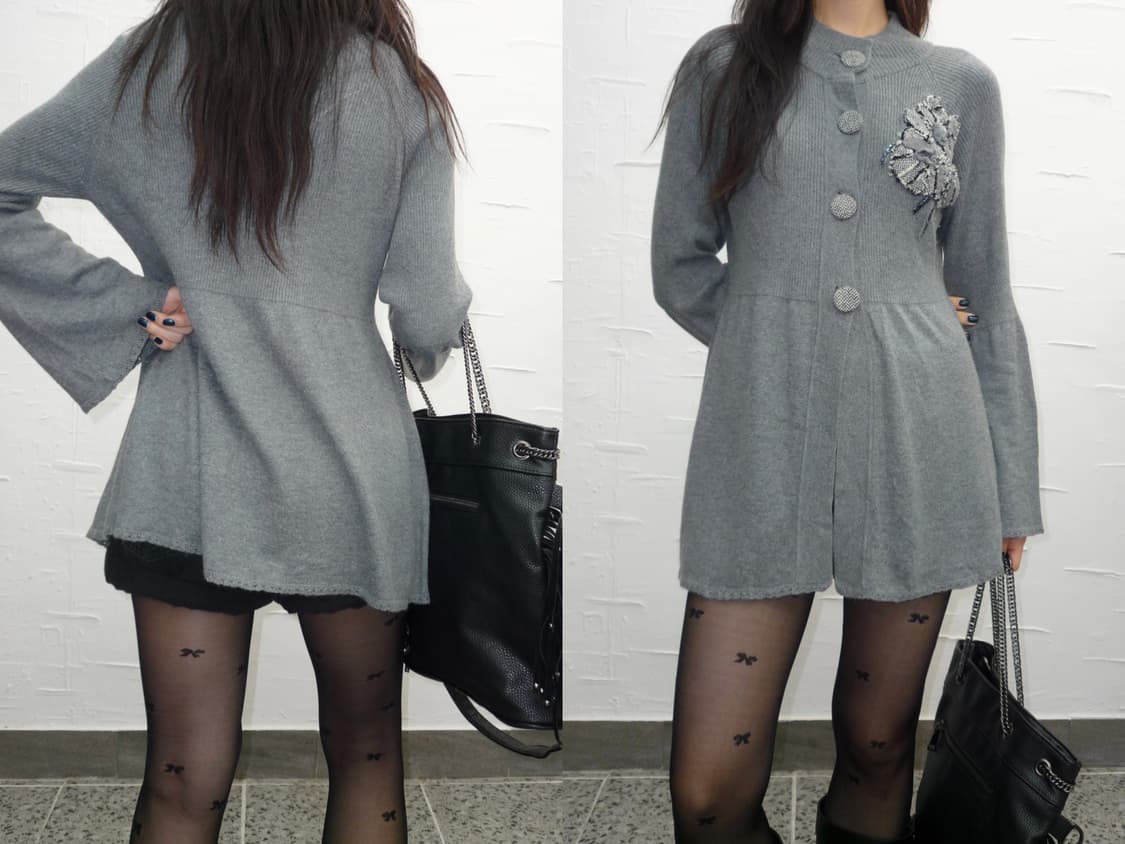 Flower point grey cardigan 상품이미지2