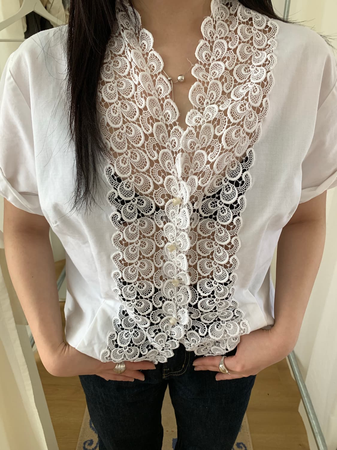 rough lace white shirts (Europe) no no 상품이미지2