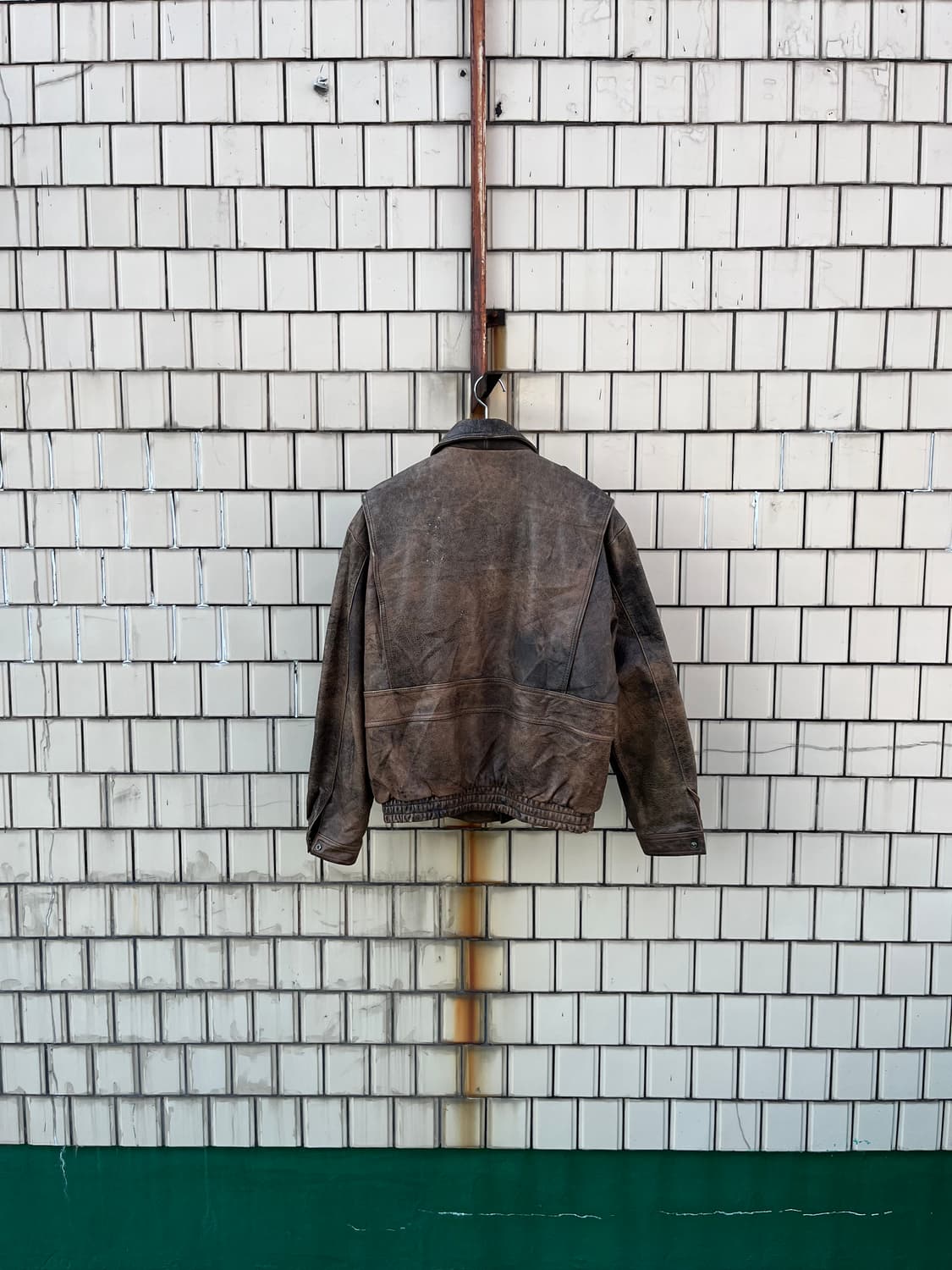 Vintage 소 가죽 브라운 붐버자켓 상품이미지4