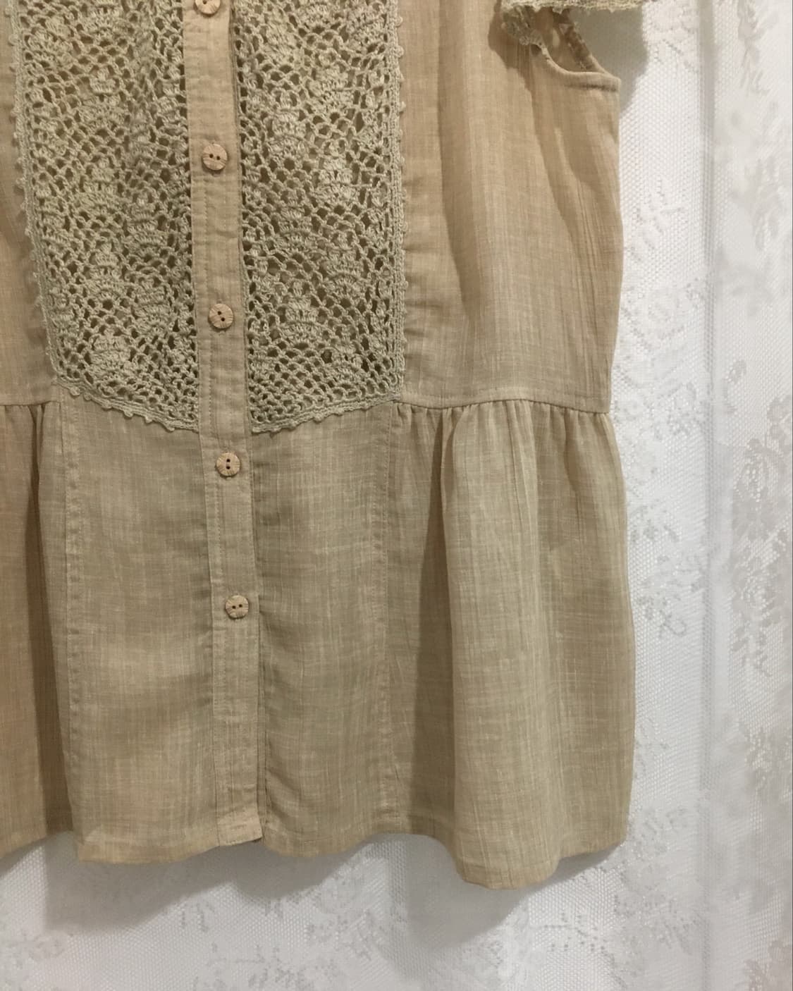 JPN beige triacetate blend crochet top 상품이미지6