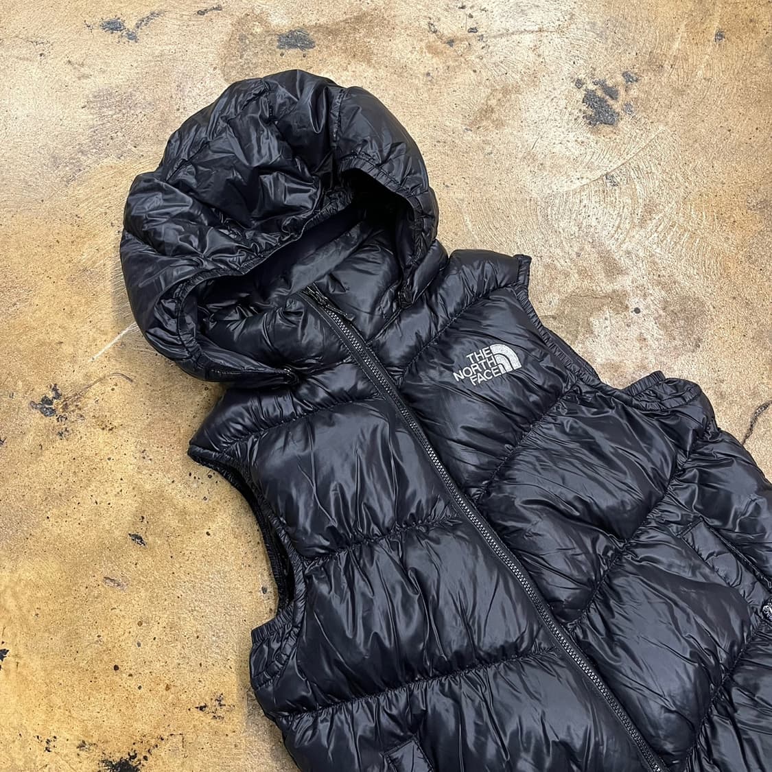 [정품/M] 노스페이스 후드 패딩 조끼 블랙 b14 상품이미지1