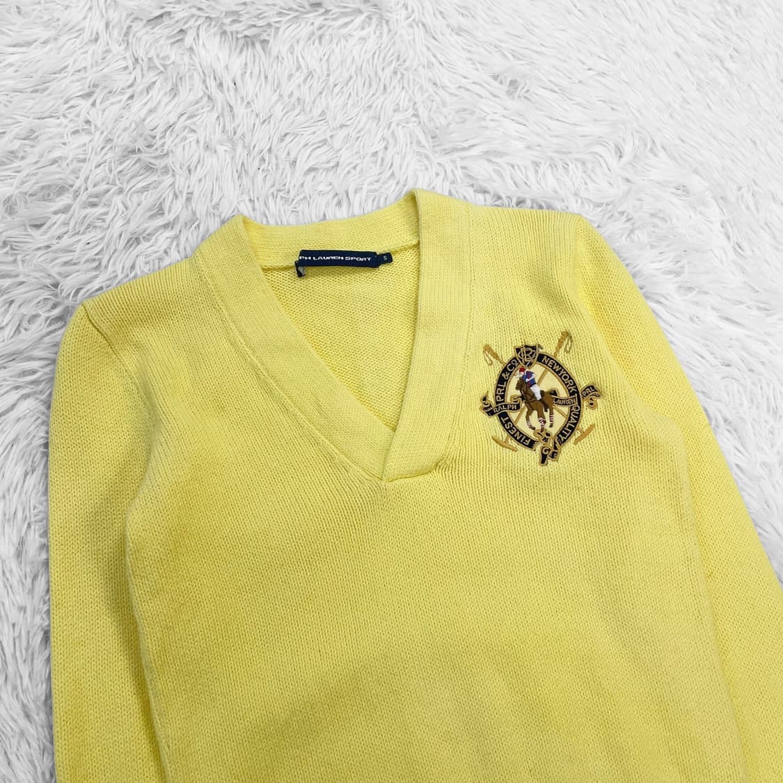 폴로 랄프로렌 빅 포니 크레스트 로고 브이넥 니트 옐로우 상품이미지3