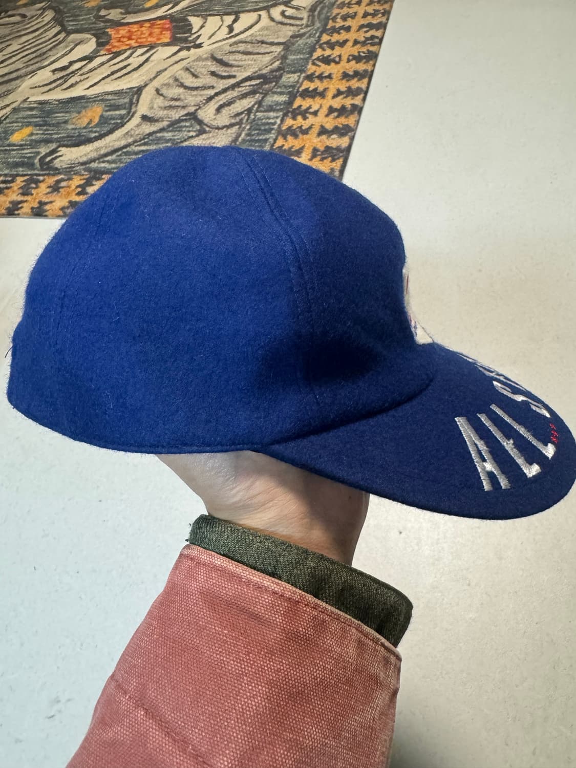80~90s 컨버스 올스타 빈티지 울 볼캡 블루 모자 자수 로고 스냅백 상품이미지2