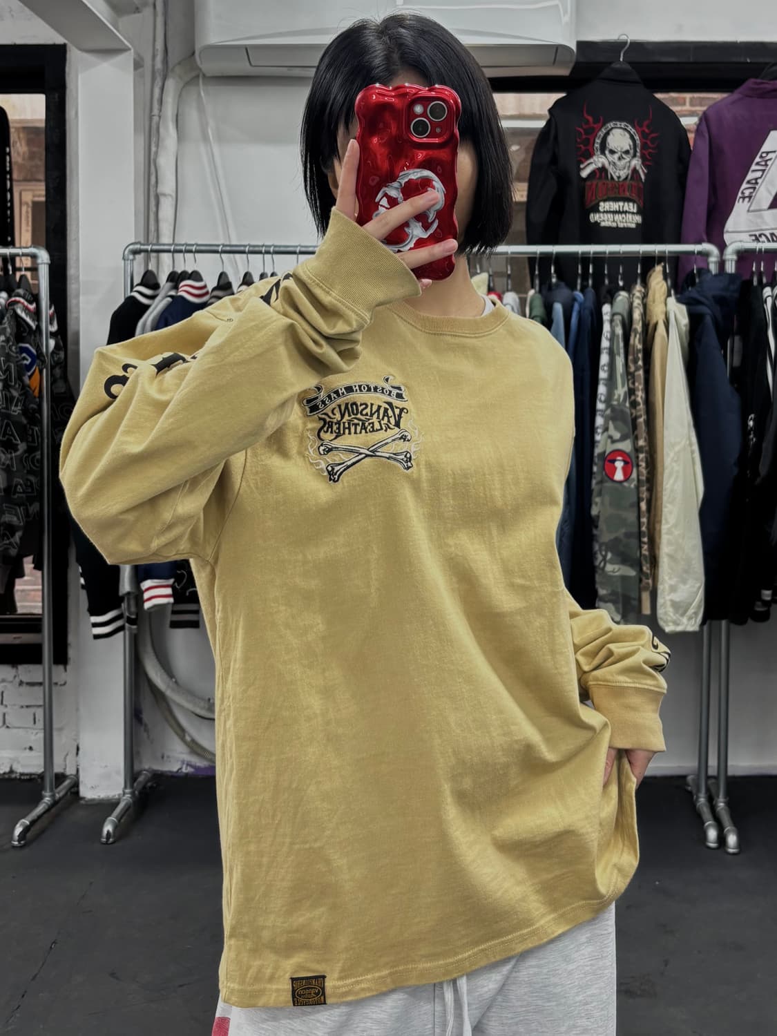 밴슨 레더 자수 롱슬리브 상품이미지3