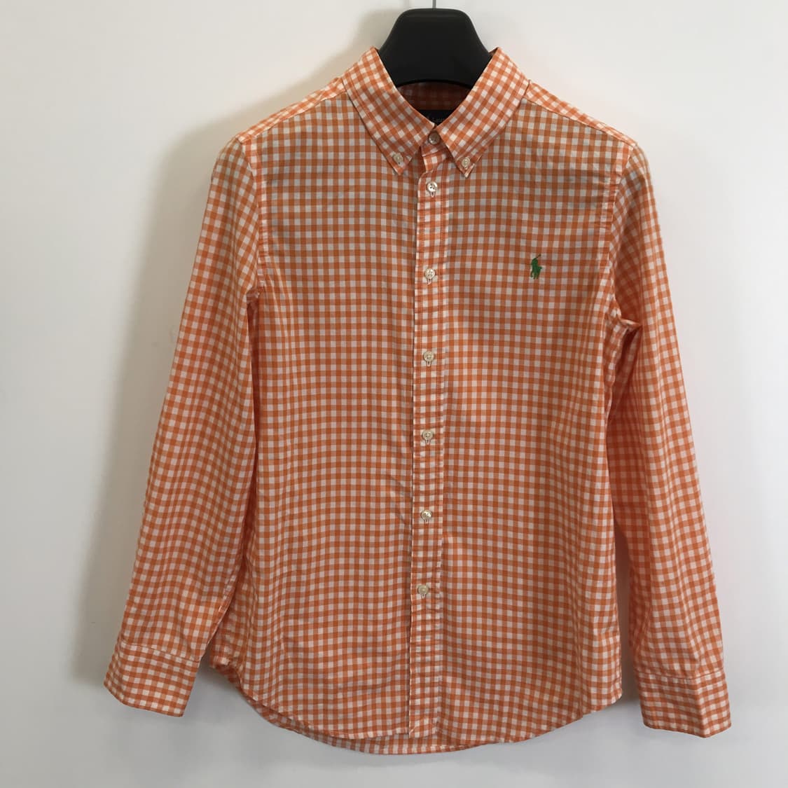 폴로 랄프로렌 오렌지 깅엄체크셔츠 [14-16,L 여성55] 상품이미지1