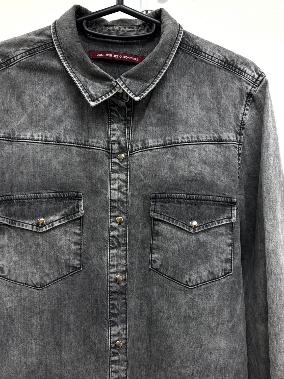 빈티지 흑청 데님 셔츠 상품이미지6