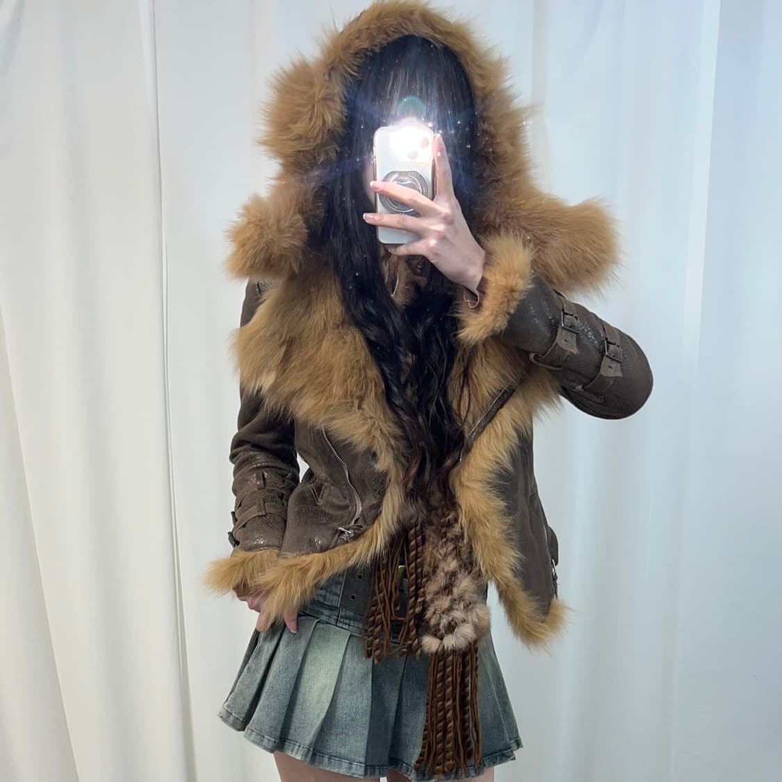 폭스 퍼 후디 무스탕 상품이미지2