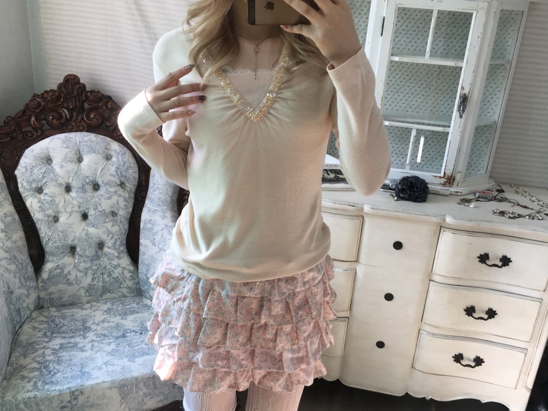 jpn vintage fairy pink beads top 상품이미지2