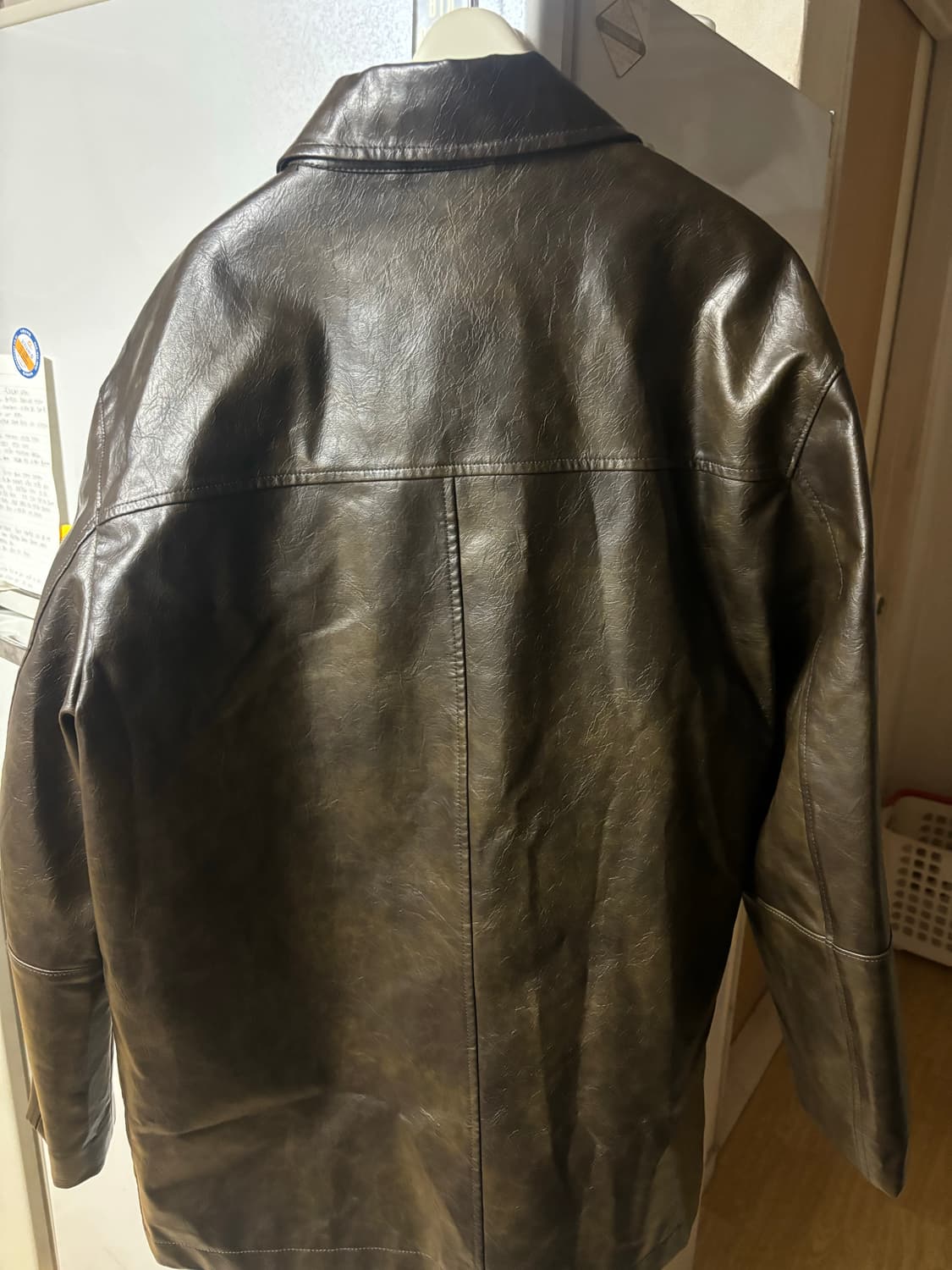 비슬로우 / 워시드 레더 카 코트 브라운 / XL 상품이미지5