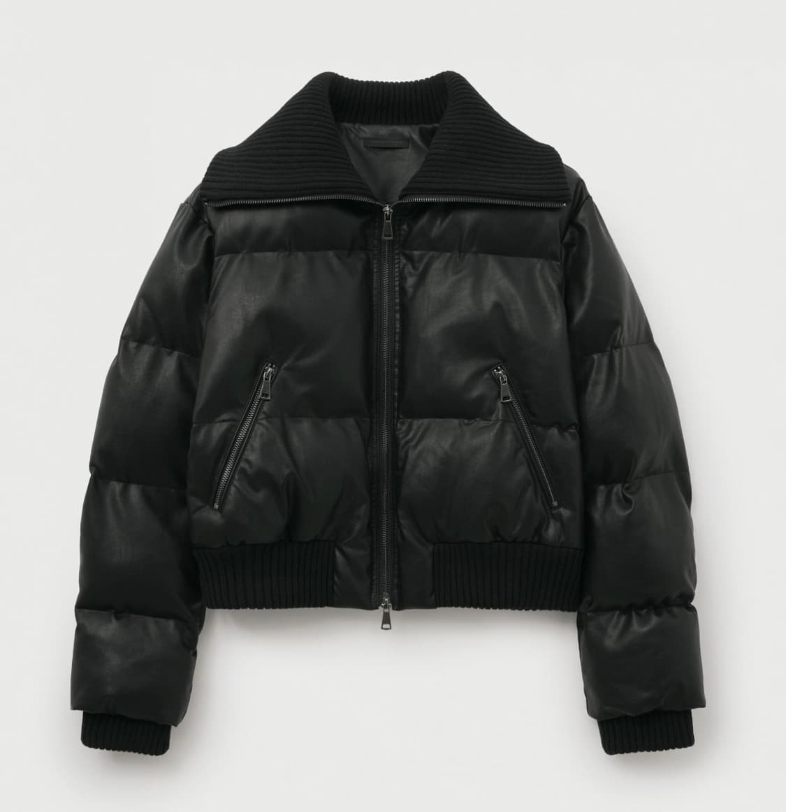 헬레네파리스 레더 리브드 칼라 웰론 점퍼 상품이미지1