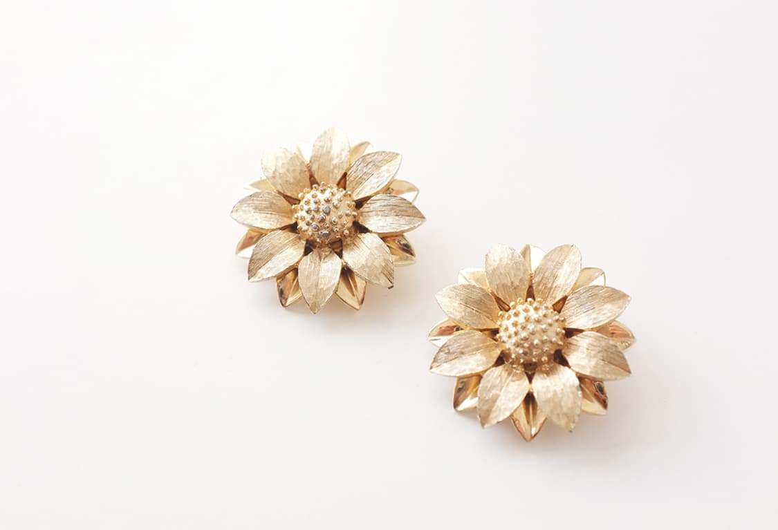 1960s 오버사이즈 꽃귀걸이 빈티지귀찌귀걸이  상품이미지4