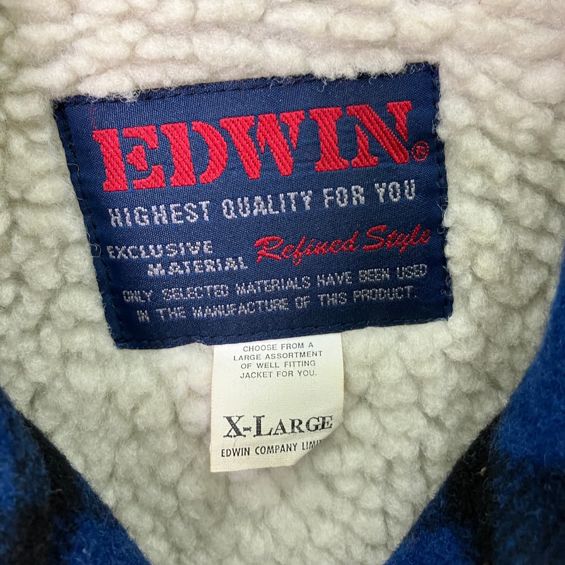 에드윈 블루 체크 울 자켓 XL 상품이미지3