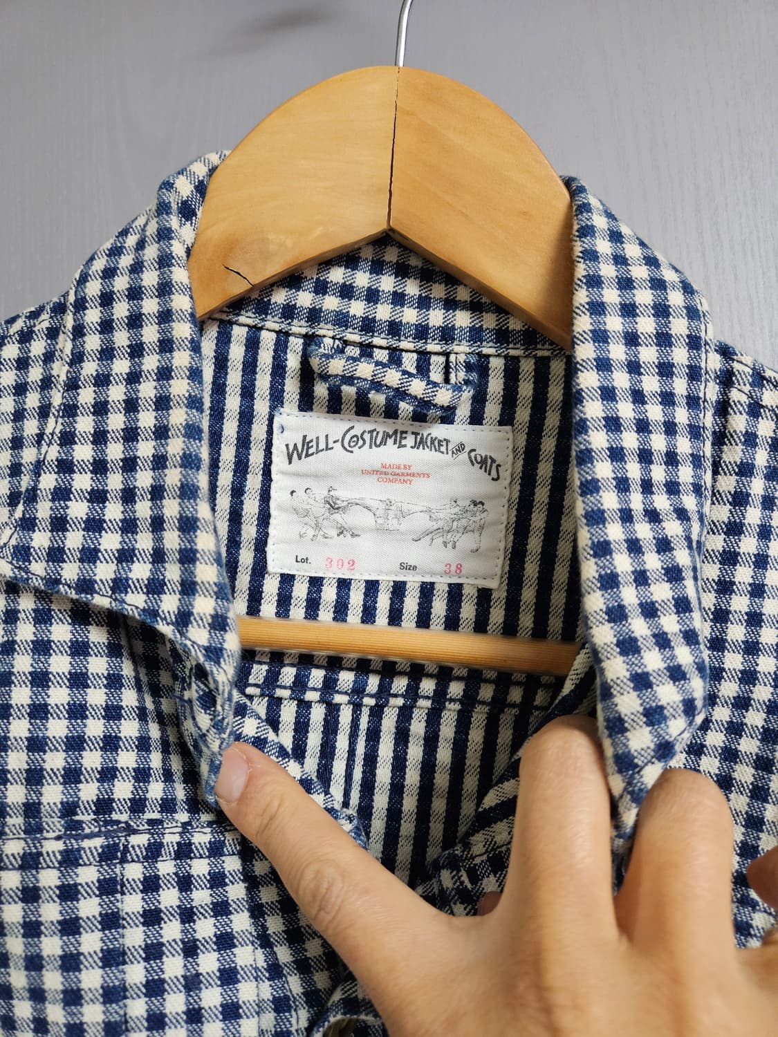 아메카지 웰코 WELL-COSTUME 체크 데님 자켓 38 상품이미지2