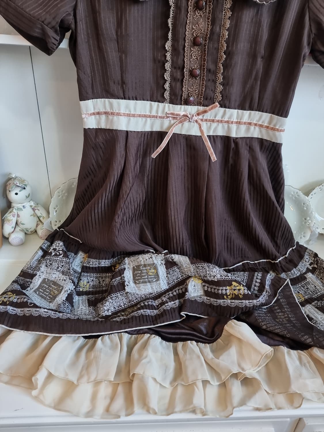 axes femme(엑시즈팜) 초코브라운 레이스 원피스 상품이미지4