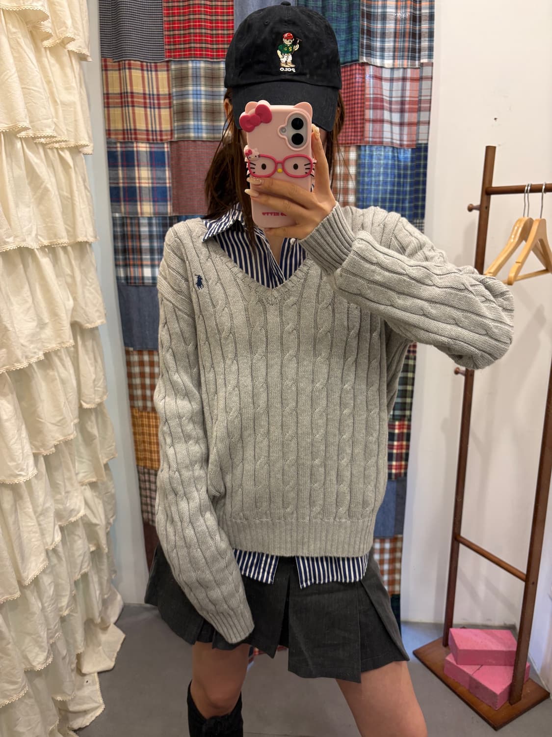 폴로 꽈배기 브이넥 니트 상품이미지3