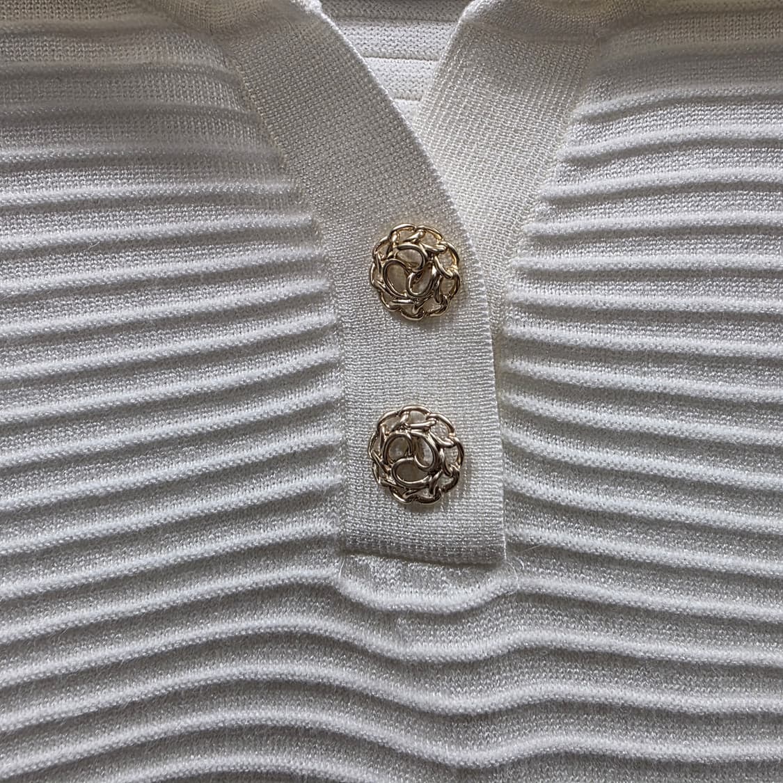 0178 [칼 라거펠트]라비에라 카라 화이트 골지 니트 66 상품이미지3