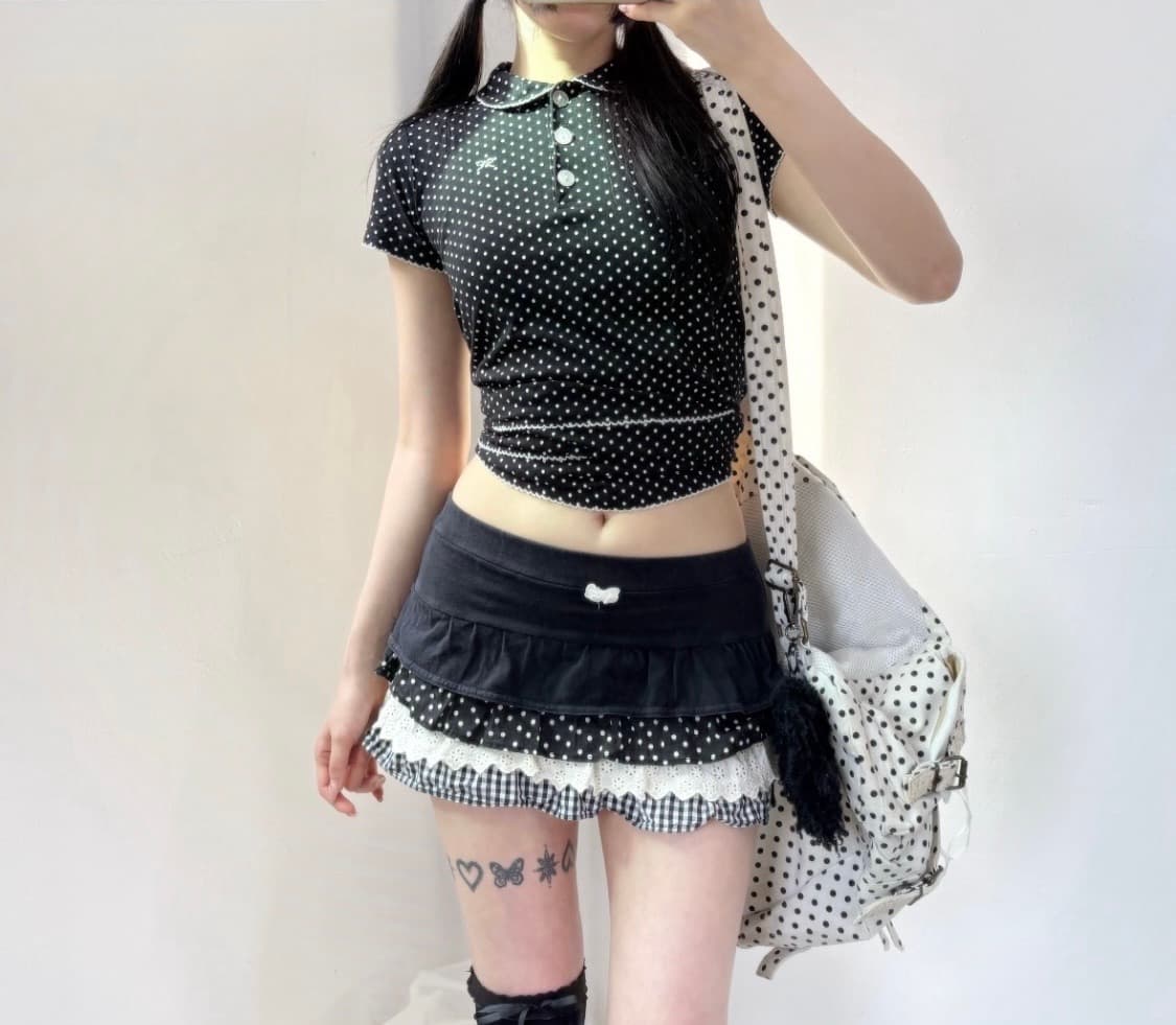 일브 캉캉 도트 큐롯 팬츠 스커트 빈티지리즈리사트랄라라깔히메갸루키치펑크 상품이미지1