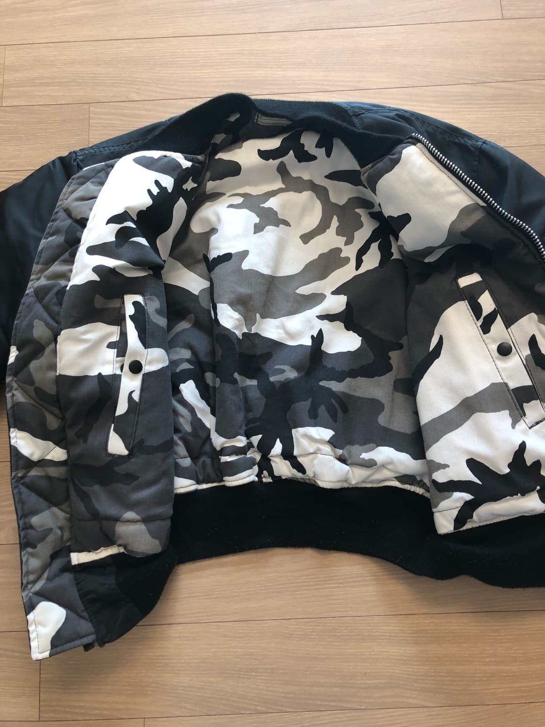 90s HOPE mfg 블랙 MA-1 시티 카모 안감 상품이미지4