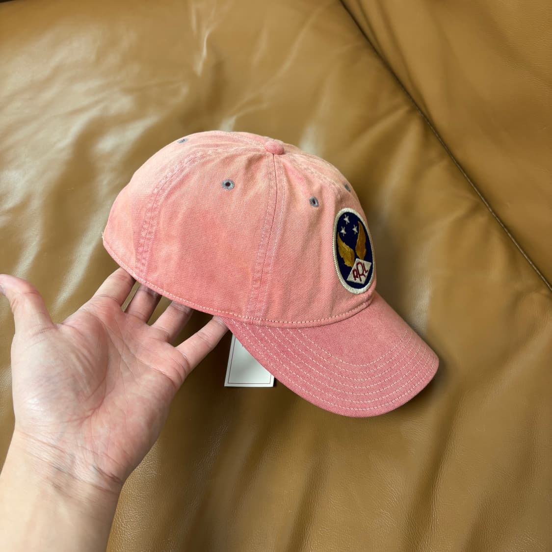 RRL 더블알엘 랄프로렌 폴로 윙로고 6패널 볼캡 모자 워시드 레드 상품이미지3