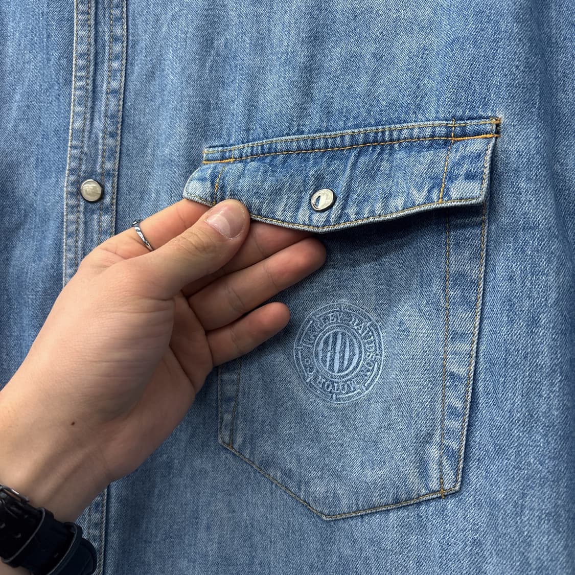 할리데이비슨 요크컷 웨스턴 데님셔츠 펄스냅 N1071 상품이미지6