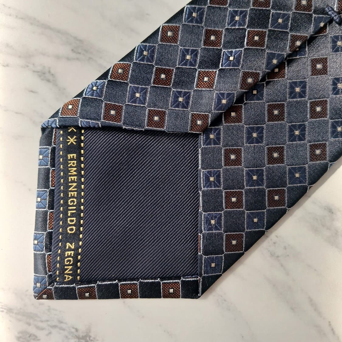 에르메네질도 제냐 기하학 자카드 넥타이 9cm S~A+등급 E896 상품이미지7