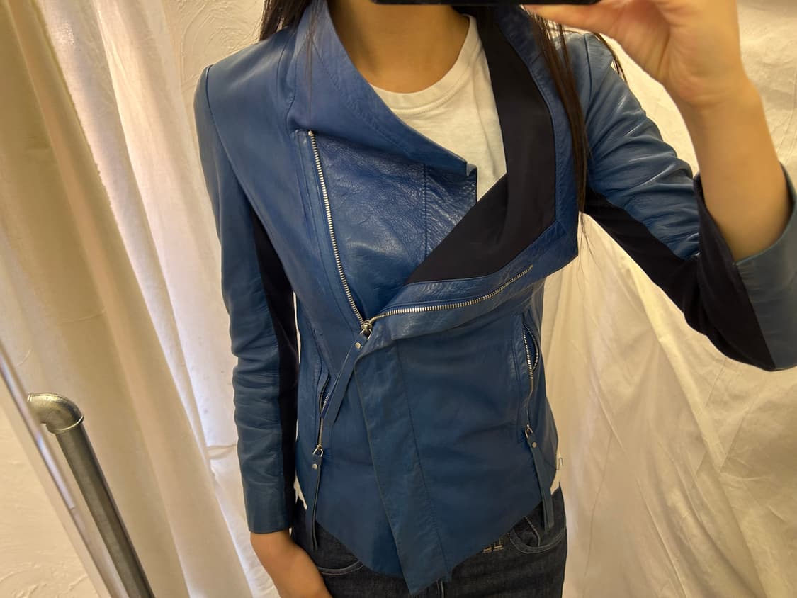Demoo 블루 레더자켓 상품이미지3