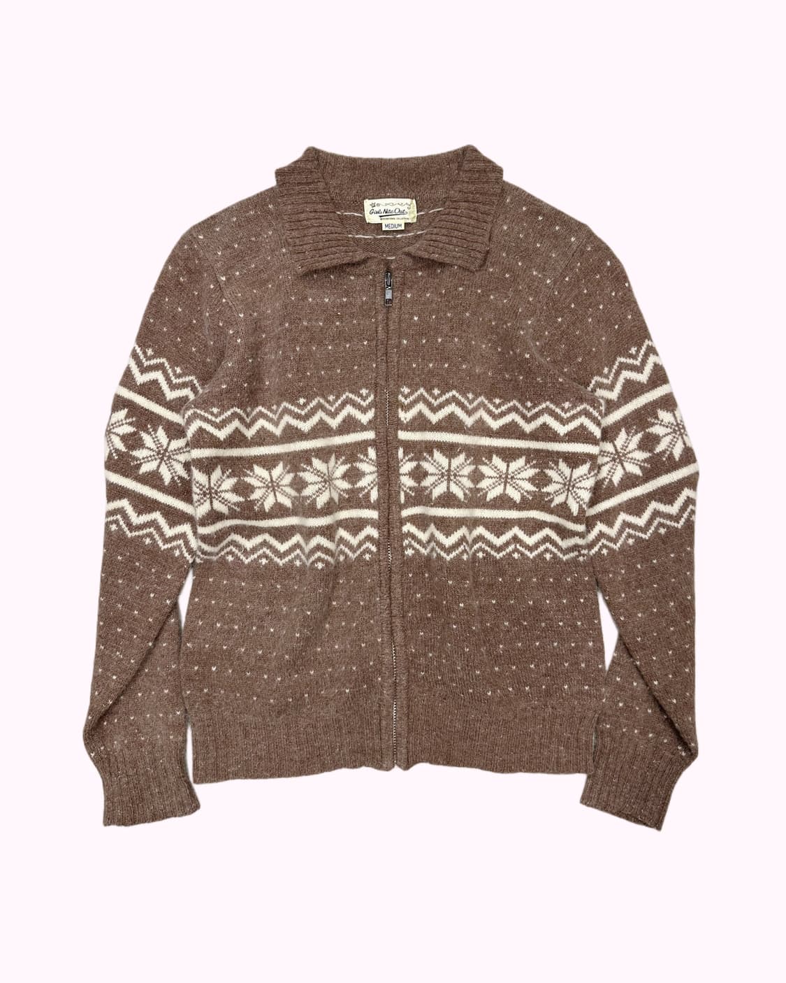 brown hairy wool knit zip-up 상품이미지1