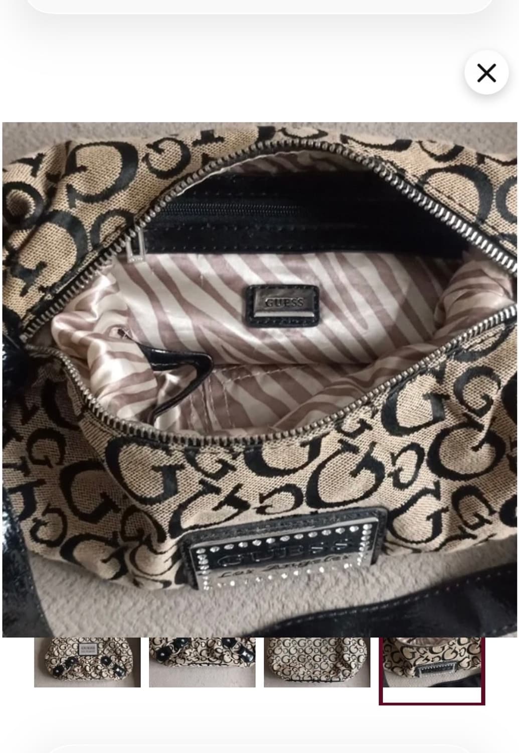 게스 Y2K 2000s 갸루 빈티지 미니백 호보 숄더백 모노그램 상품이미지4