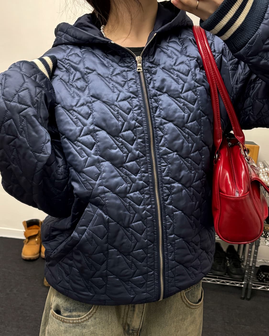 베이프 스타 00s 퀼팅 패딩 네이비 상품이미지3