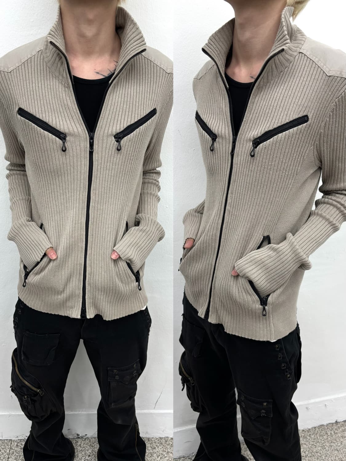 Nicole club for men diag zipper ribbed z 상품이미지1
