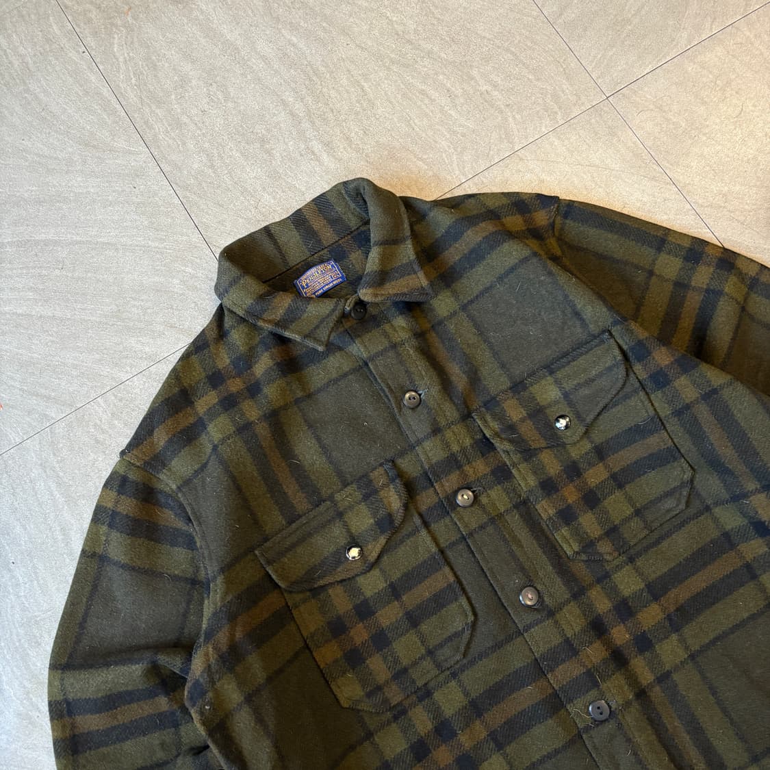 80년대 미국 생산 펜들턴 체크 울 체크 CPO 셔츠 자켓 상품이미지2
