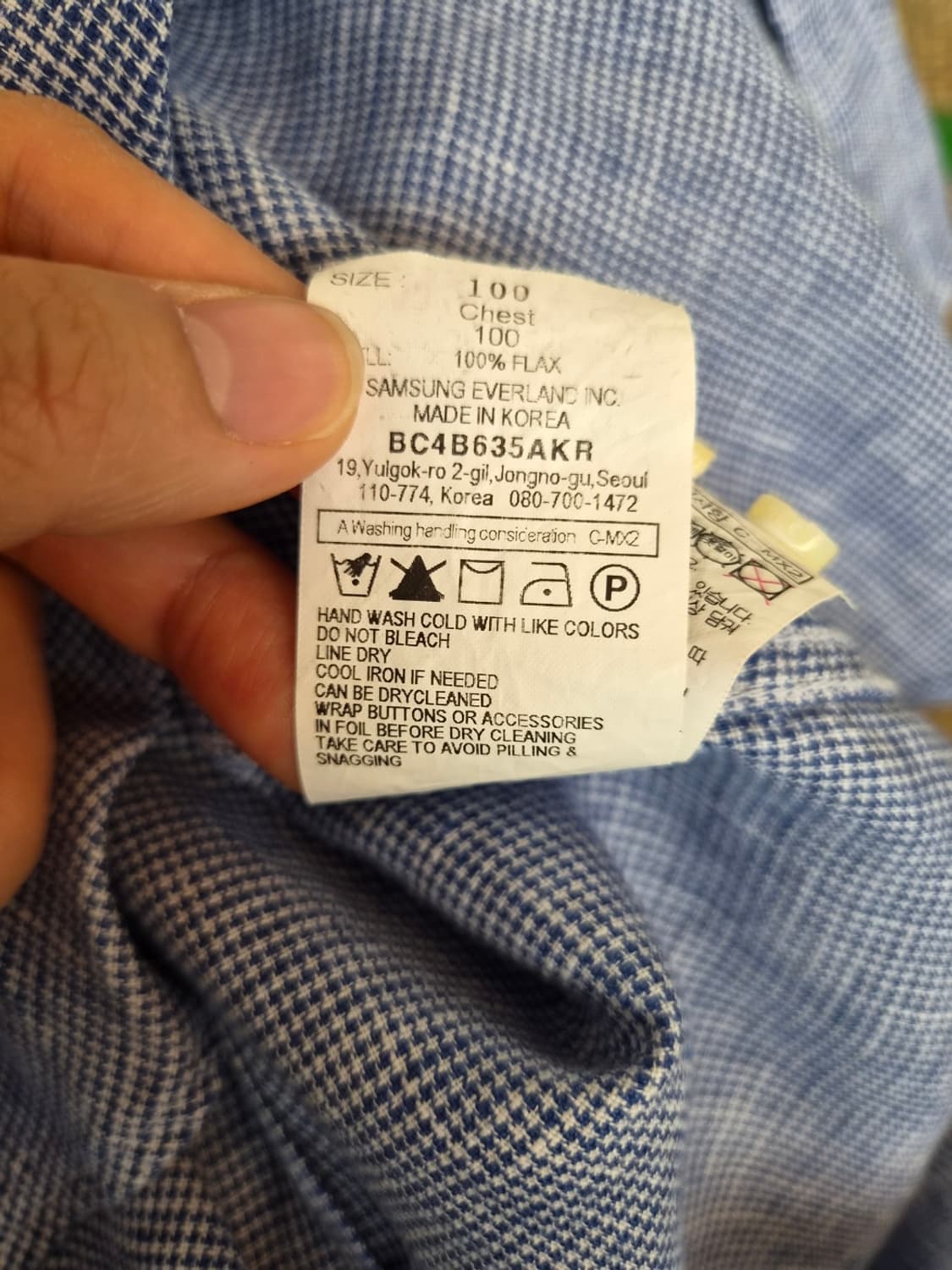 빈폴 남성 잔체크린넨반팔셔츠 100사이즈 상품이미지8