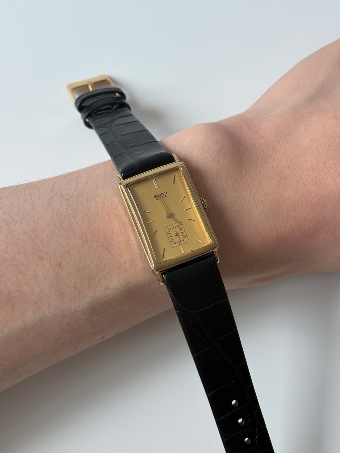 1980년대 Chariot 스몰 세컨즈 골드 탱크 쿼츠 남성 상품이미지8