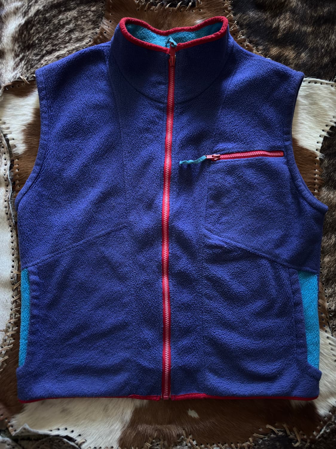 80s USA 시에라디자인 컬러블록 리버시블 플리스 베스트 상품이미지3