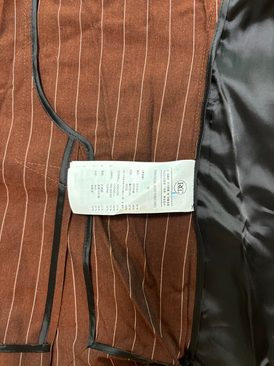 Recto 렉토 클래식 칼라 핀스트라이프 싱글 재킷 레드 브라운 상품이미지6