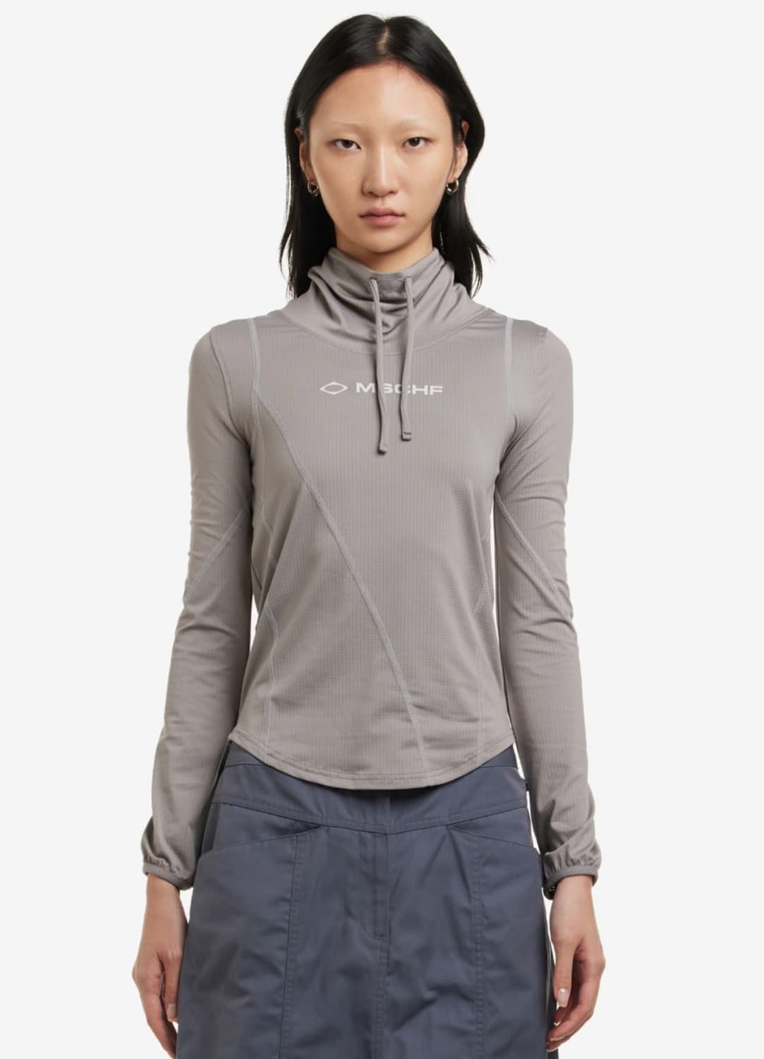 (W) 미스치프 드레이프드 터틀넥 탑 그레이 상품이미지1