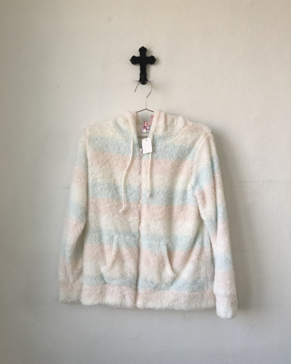 Stripe pattern fleece hood zip up 상품이미지2