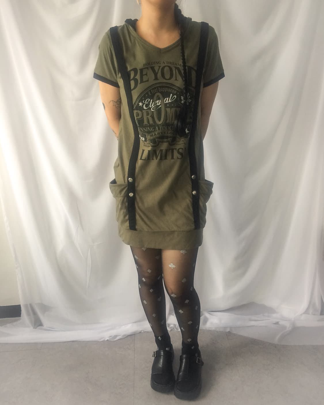 Line detail printing hood onepiece 상품이미지8