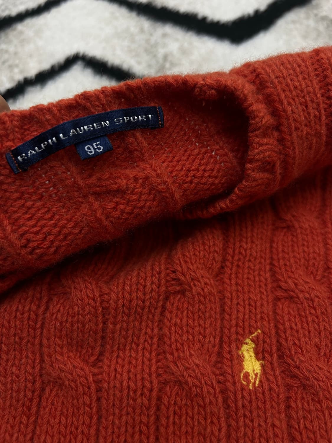 [M]폴로랄프로렌 90s 케이블 라운드 니트/오렌지 상품이미지5