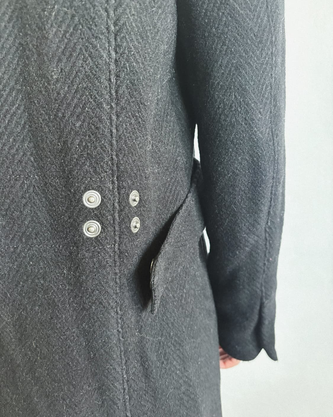 13AW 마틴 마르지엘라 6 사선지퍼 하이넥 드레이프 헤링본 코트 상품이미지5