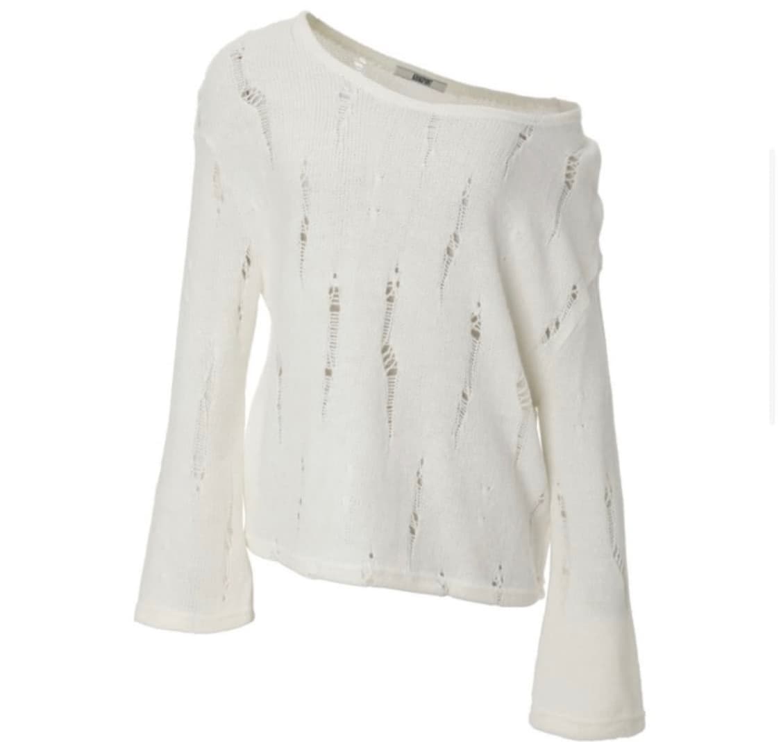 카키포인트 데미지 펀칭 니트 아이보리  상품이미지2