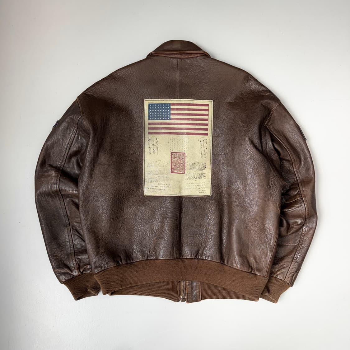 USA 빈티지 A2 리얼레더 양가죽 램스킨 성조기 가죽자켓  상품이미지4