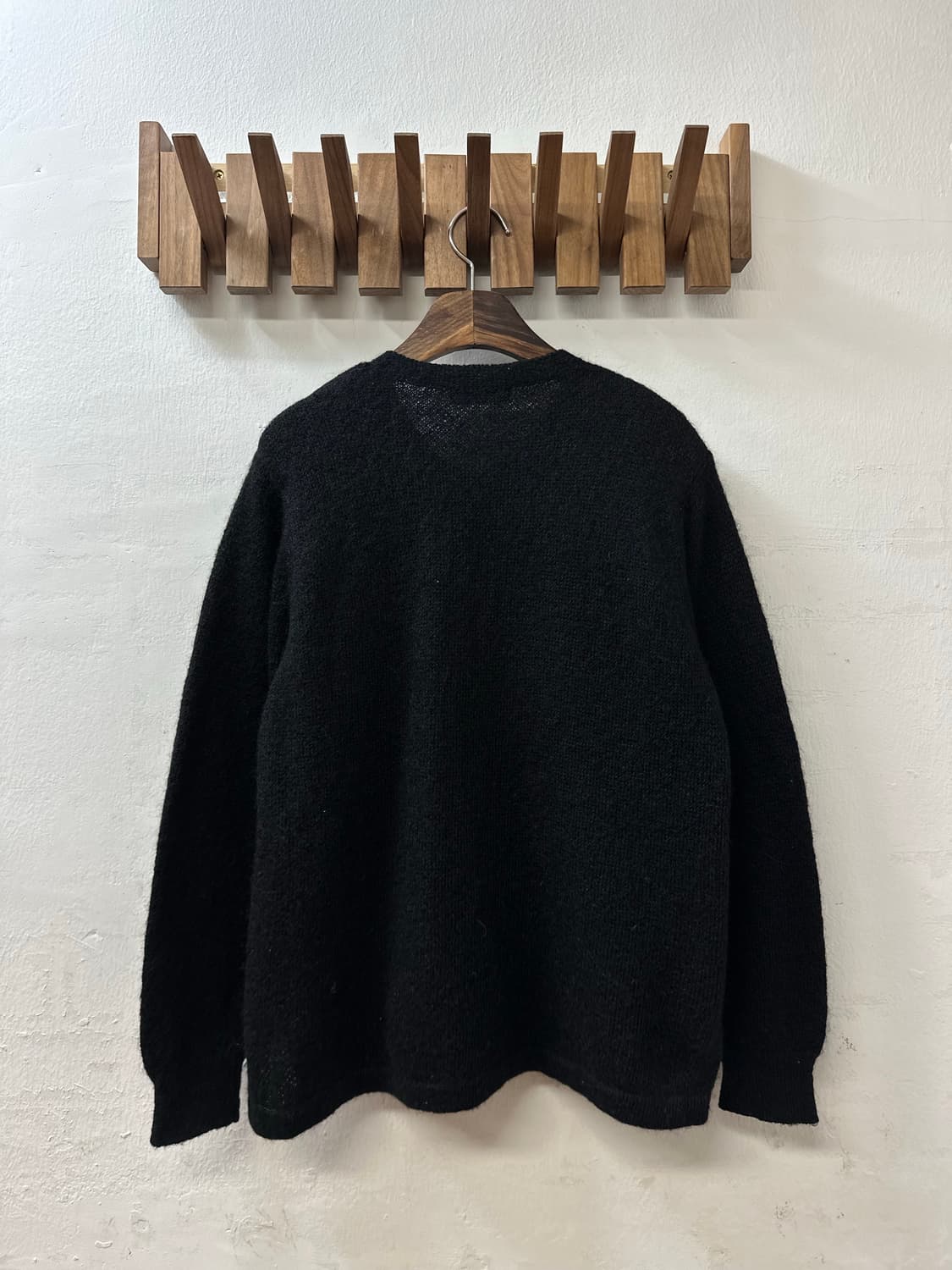 일본빈티지 플라워 자수 블랙 울 니트 스웨터 가디건 상품이미지5