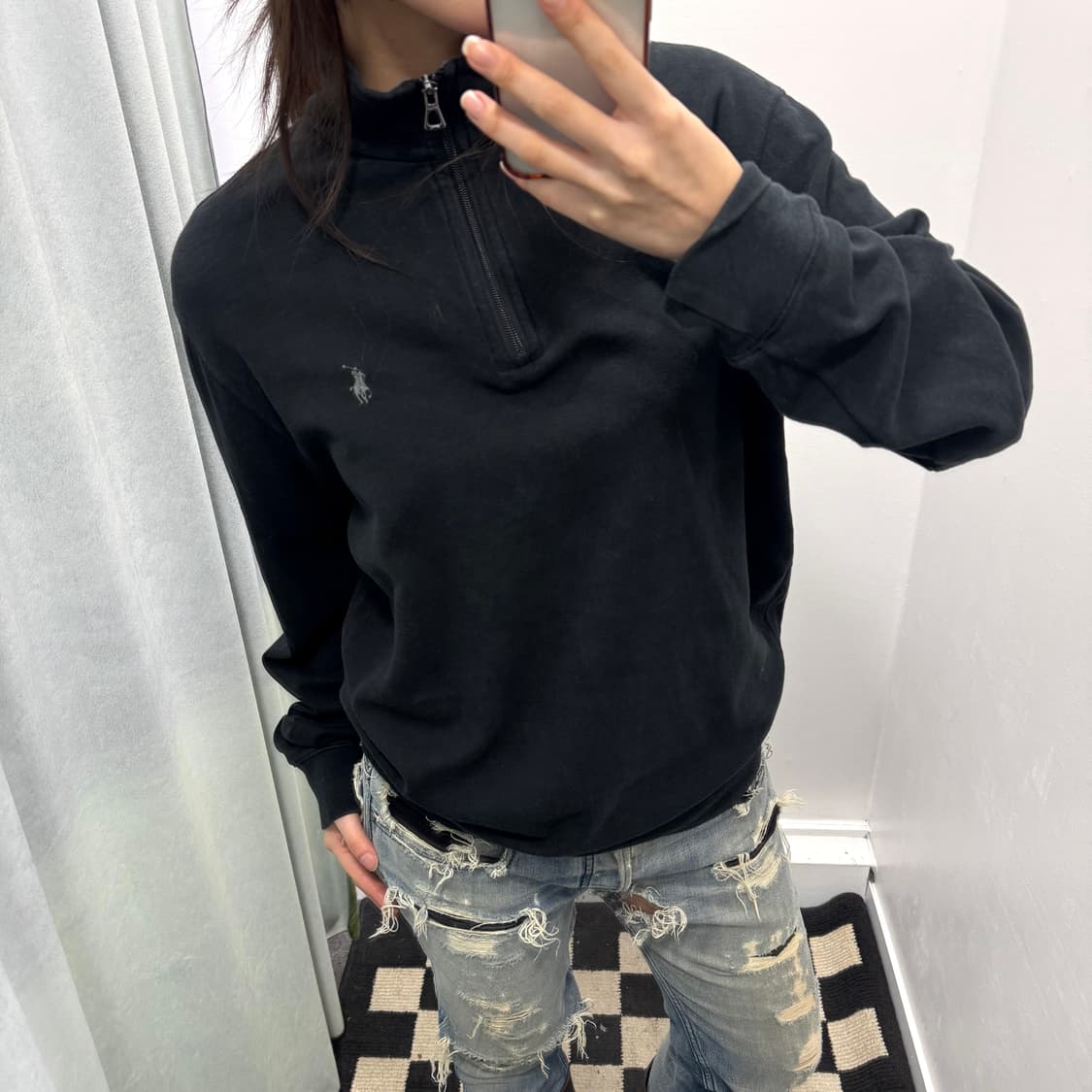 폴로 블랙 반집업 맨투맨 상품이미지2