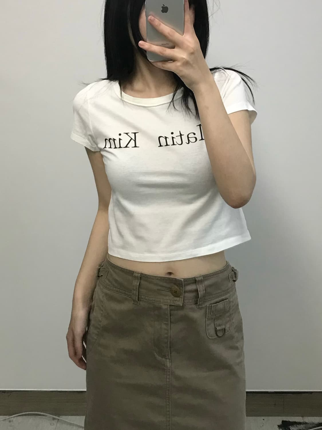 마땡킴 화이트 크롭 반팔 티셔츠 상품이미지1