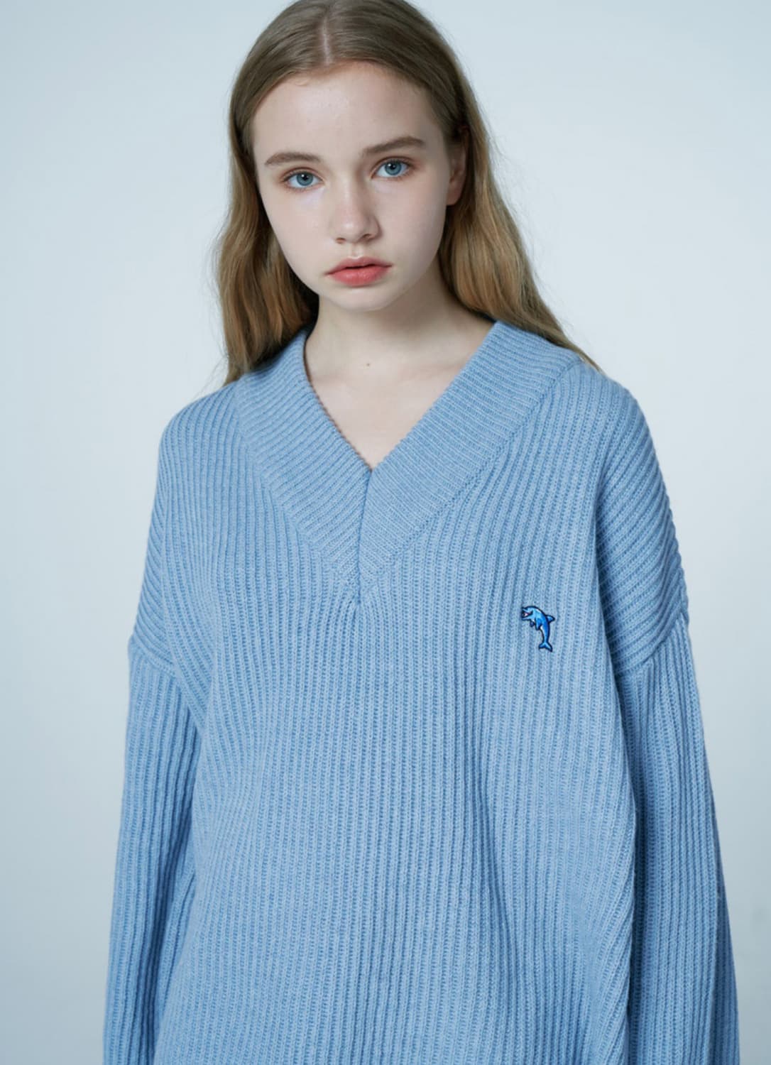 와이케이 돌핀자수 v넥 울니트  상품이미지5